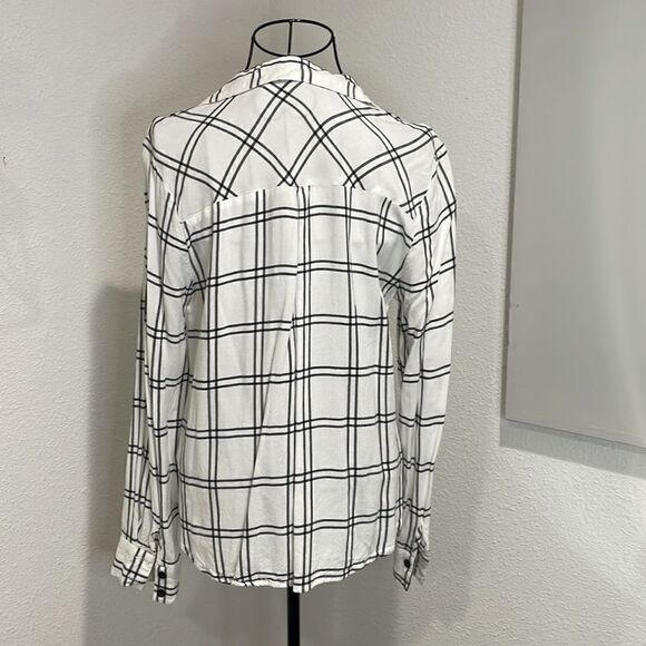 Forever 2  tie front, black/white, button down plaid shirt | size S - Picture 5 of 7